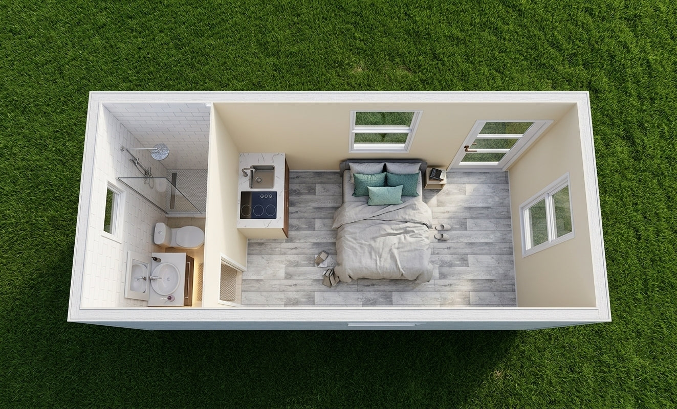 20 foot container home no deck